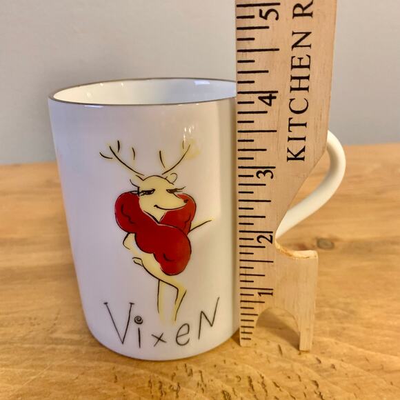 Pottery Barn Coffee Mug Cup Vixen Christmas Holiday Reindeer Porcelain 12oz - Picture 3 of 8